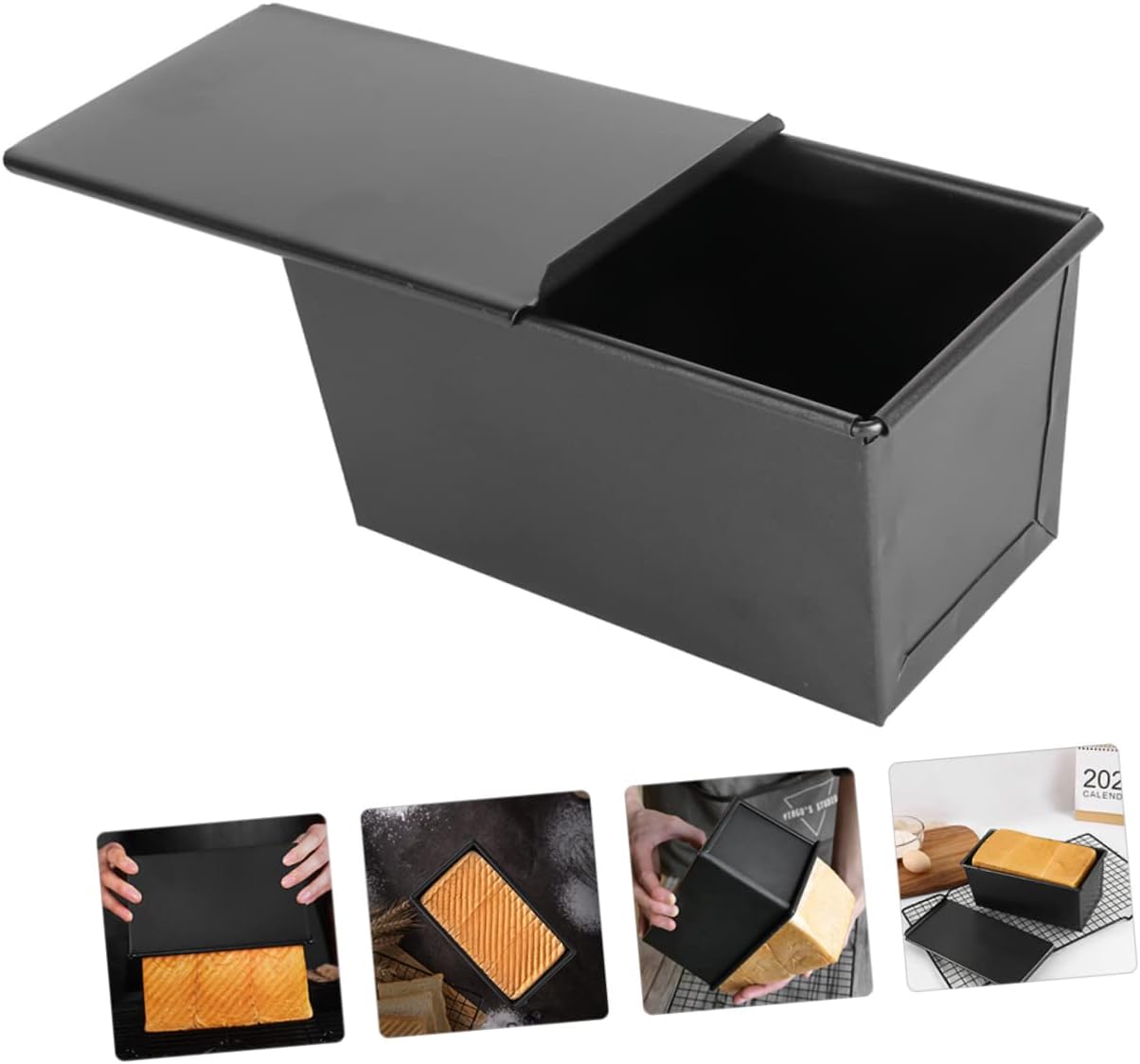 1 Set Toast Baking Cover Non-stick Toast Box Cake Bread Mould Heat Conduction Effect Bread Burning