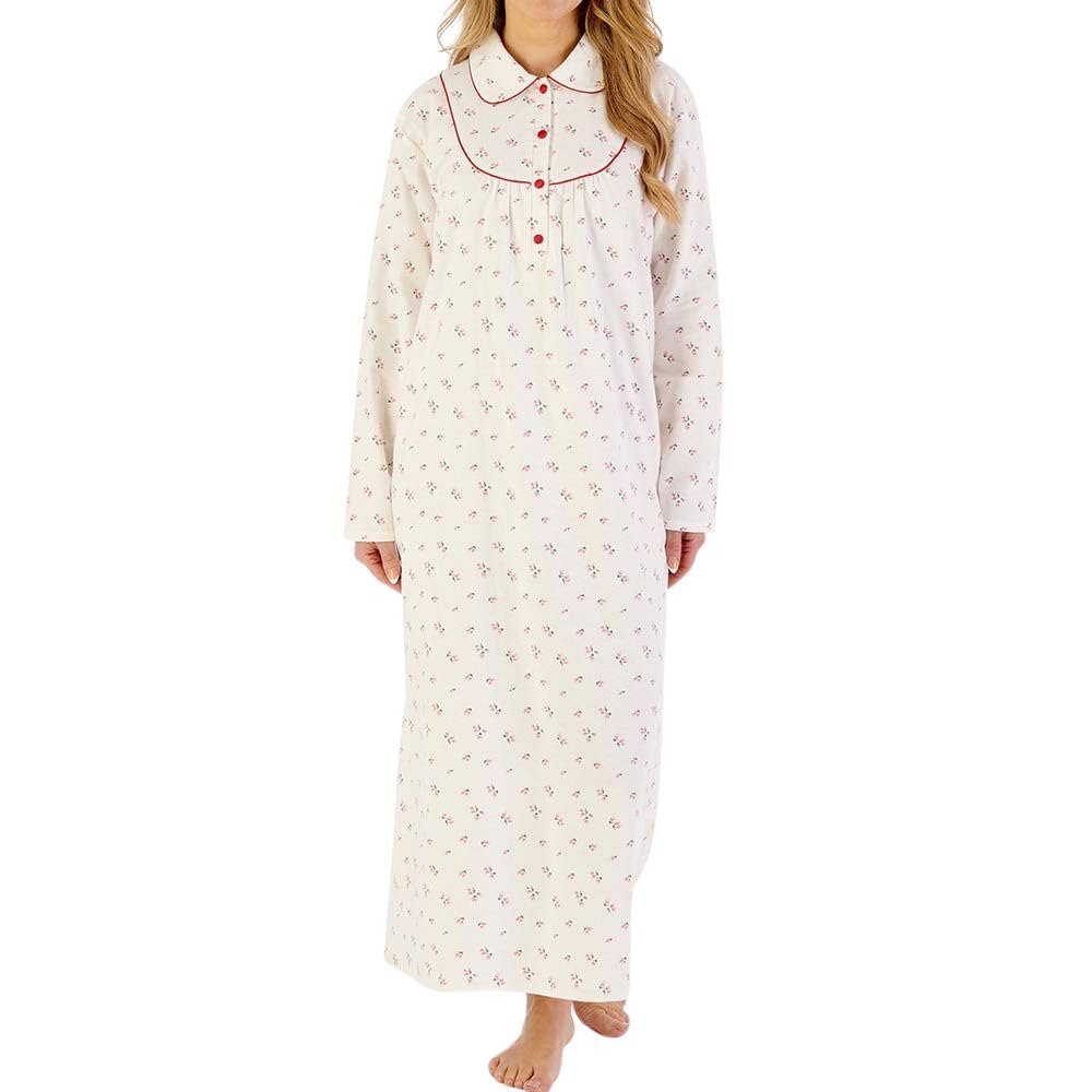 Slenderella Tulip Brushed Cotton Longer Length 51 Inch Nightdress (10/12, red)