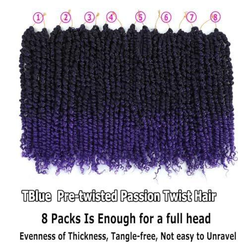 Bestlove Passion Twist Curly Crochet Braids Braiding Hair 14in T1B/Purple — view 2