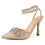 high heels sandaletten hochzeit Stiletto High-Heels Design: Fersenhöhe beträgt ca. 10 cm/4 Zoll, verlängert Ihre Beine, verbessert Ihre Körperproportionen und lässt Sie größer und schlanker aussehen.Damen Pumps mit weicher Lammfell-Innensohle.