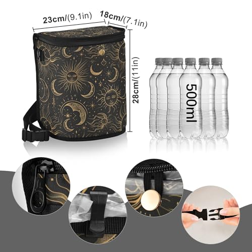 Image of MNSRUU Car Trash Can with Lid, Retro Sun and Moon Car Trash Bag Hanging Organizers and Storage for Front Back Seat, Leak-Proof Trash Bin