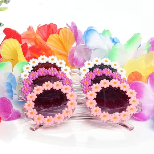 Girls Round Daisy Flower Sunglasses Flower Shaped Cute Glasses UV 400 Protection Outdoor Beach Eyewear Girl Boy Gifts3
