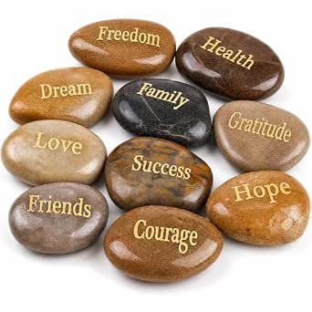 BIGOTTERS Engraved Inspirational Stones - Set of 10