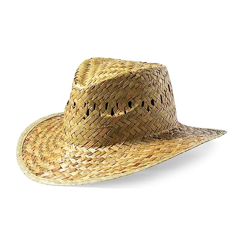 Sombrero de paja en color verdoso natural con confortable cinta interior. (Pack 10 unidades)