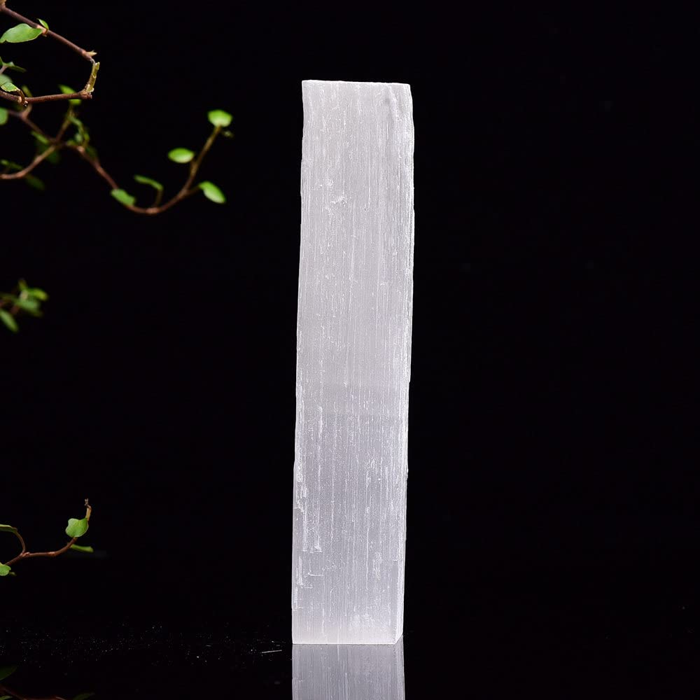 Baguette en sélénite naturelle de 11x2cm polie pour décoration de maison