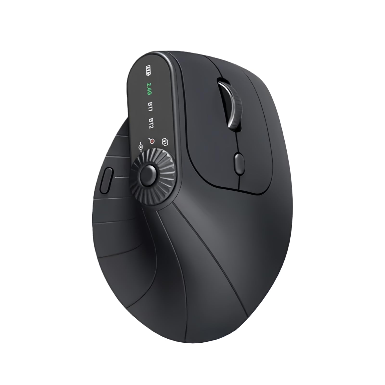 PUSOKEI Ergonomische Vertikale 2,4-G-Maus, Kabellose Wiederaufladbare Bluetooth-Maus mit Scrollrad und LED-Anzeige, 4 Einstellbare DPI, Leise Klicks für Laptop-Desktop-Computer