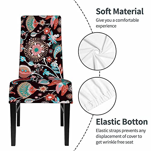Numland Traditional Oriental Paisley Patterns Dining Room Chair Covers Modern Floral Pattern 1 Pack Short Stretchable Polyester Removable Washable For Home Kitchen Restaurant Banquet #TOP3