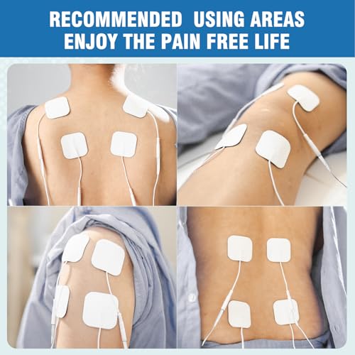 Image of 12PCS TENS Unit Electrode Pads 2 inchx2 inch, Improved Gel (from Japan), Reusable TENS Replacement Pads, Latex-Free & Skin-Friendly, Compatible with TENS /EMS
