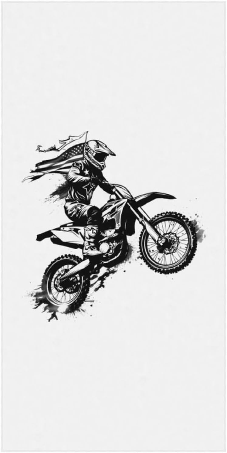 Dirt Bike Motocross USA Flag Bath Towel Beach Towels Quick Dry Oversized Bath Blanket Highly Absorbent Towel for Women Men 160x80cm