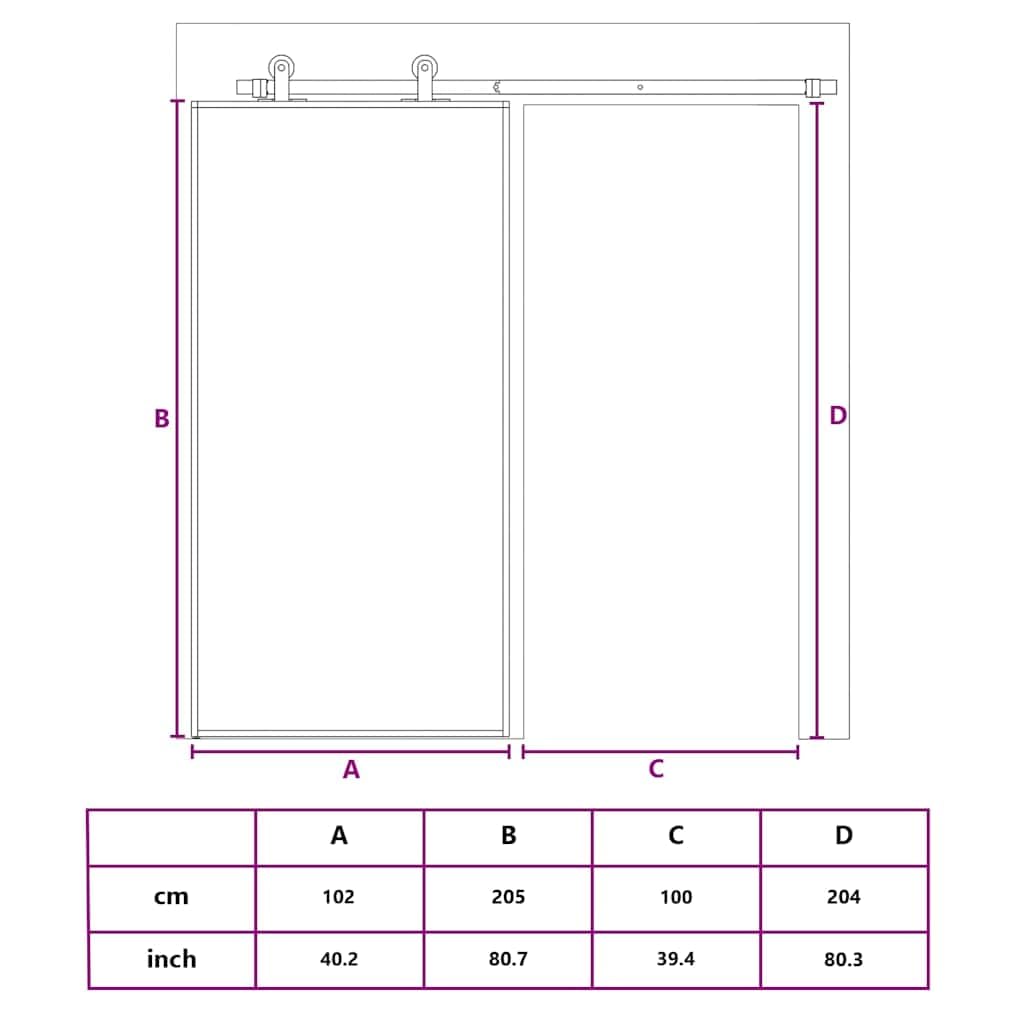 vidaXL Porta Scorrevole in Vetro ESG e Alluminio 102x205 cm Nera