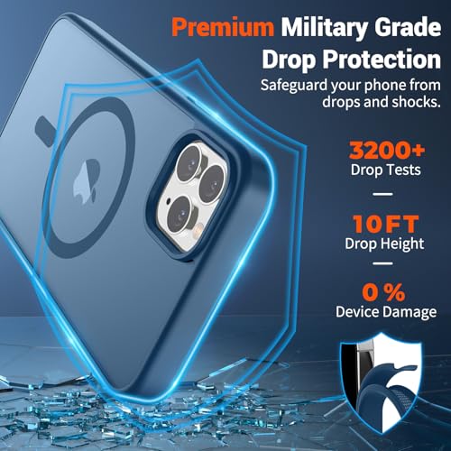 Image of SUPFINE Magnetic for iPhone 11 Pro Max Case Deep Blue | (Compatible with MagSafe)(Military Grade Drop Protection)Shockproof Translucent Matte Phone Cover