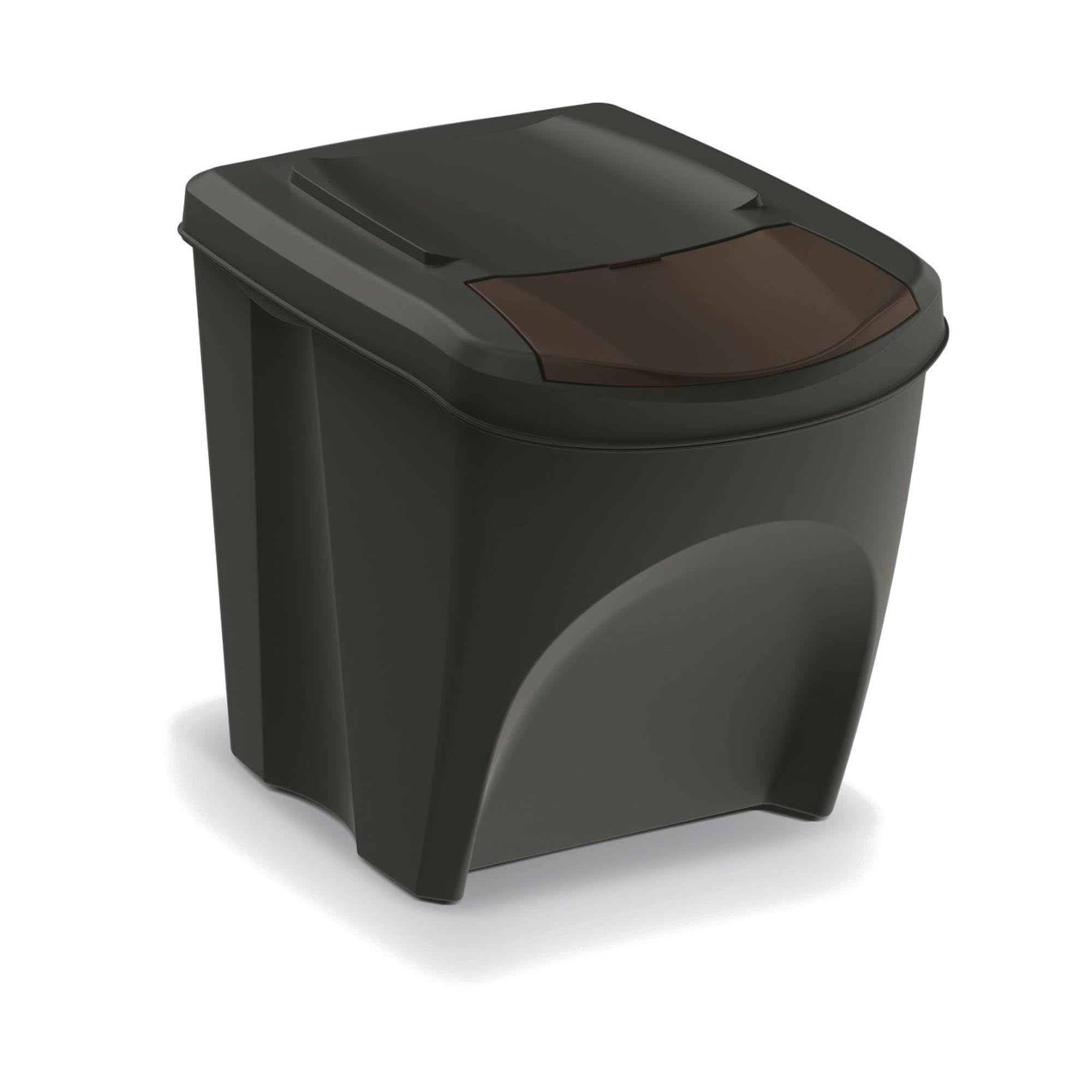 WELL HOME MOBILIARIO & DECORACIÓN Zestaw 4 pojemników na śmieci w 100% z tworzywa sztucznego z recyklingu, czarny, 4x 25 l