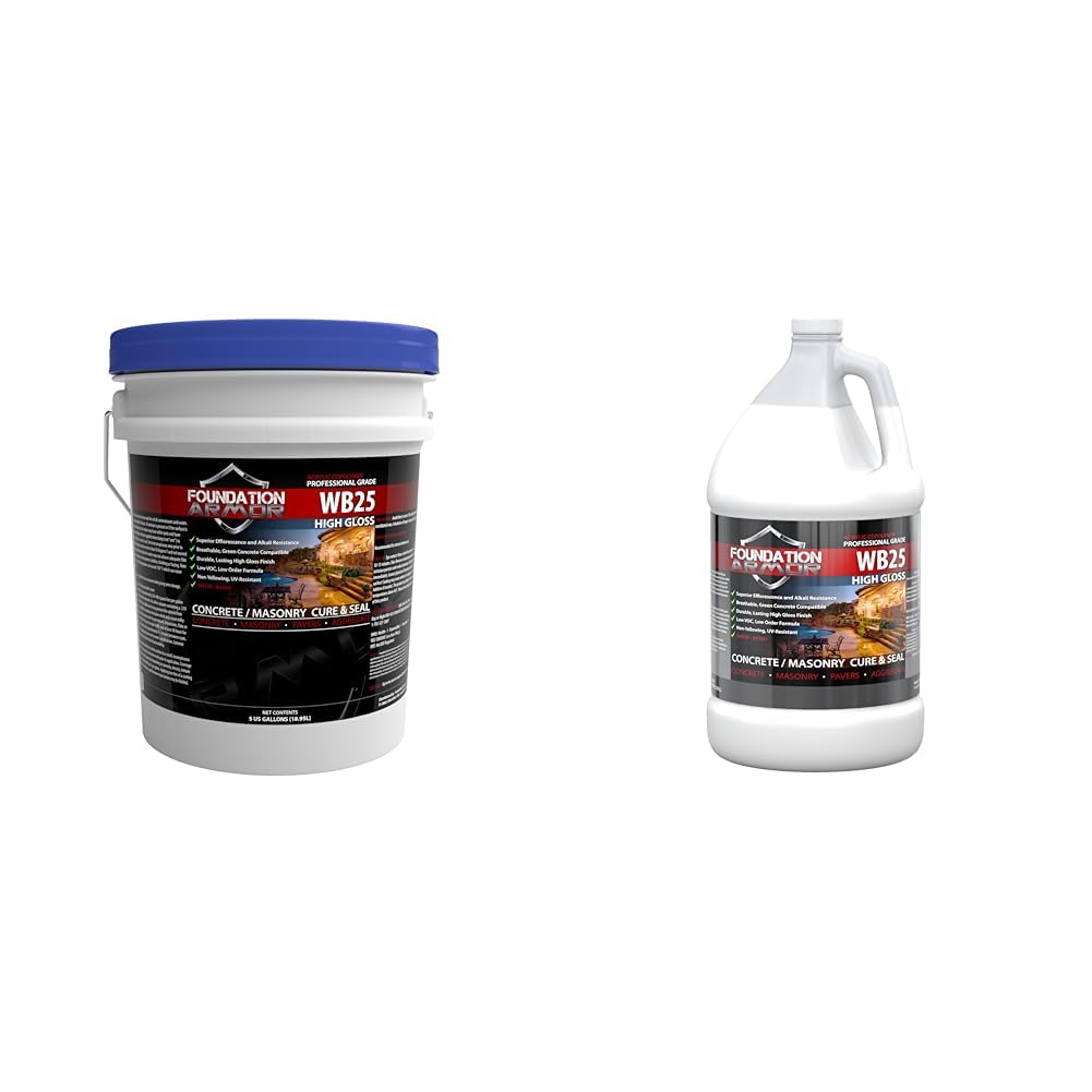 Armor WB25 5 Gal and 1 Gal High Gloss Acrylic Concrete Sealer and Cure and Seal Bundle