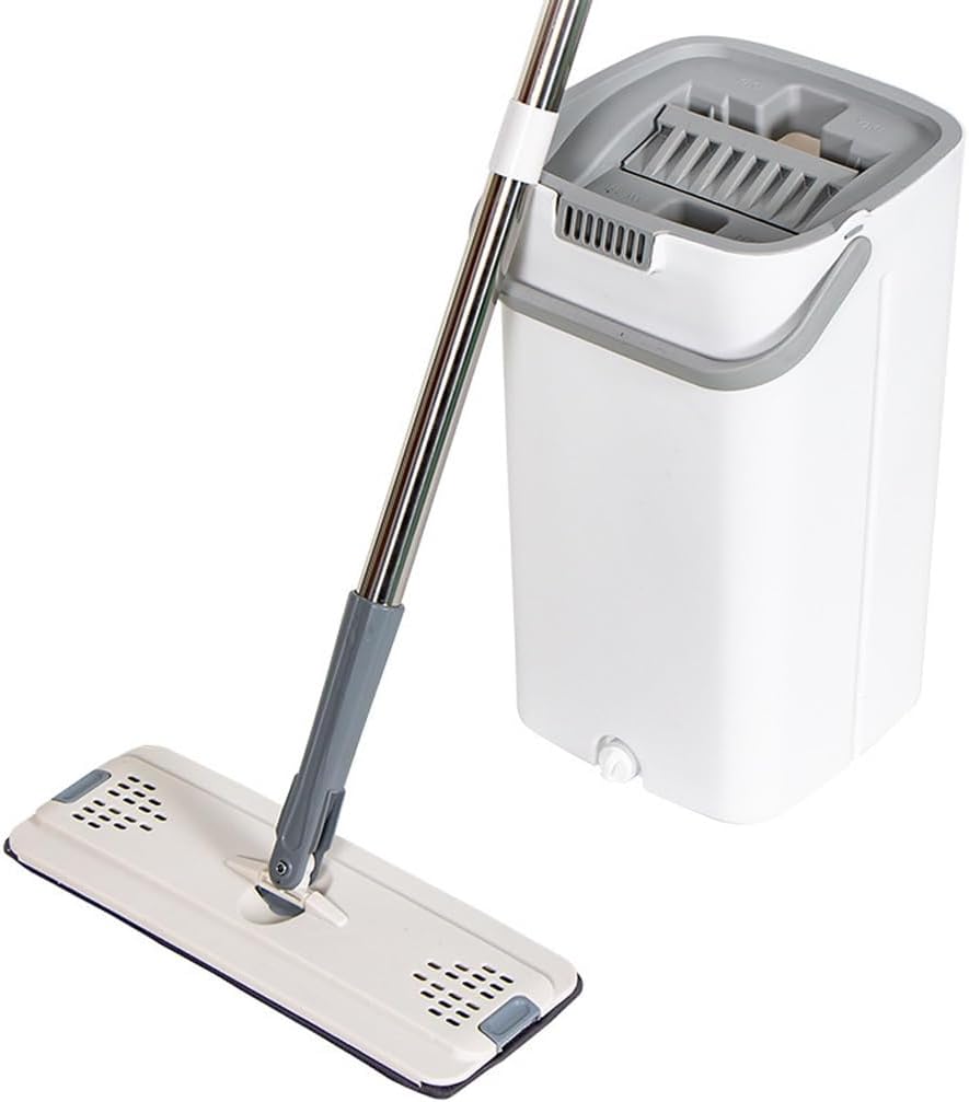 Hand Free Flat Mop for Household Washing Dry and Wet Dual-Purpose with Bucket