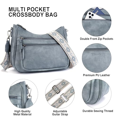 Image of Crossbody Purses for Women Trendy Leather Crossbody Bag,Multi Pocket Shoulder Handbag Lightweight Travel Purse