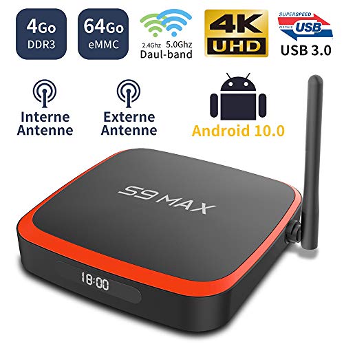 Sunnzo S9mini Android 9.0 OS TV Box/Reproductor Multimedia de transmisión Continua con Rockchip RK3318 Quad-Core chipset 64 bits, WiFi de Doble Banda 2,4 GHz + 5 GHz, USB 3.0,4 K, H.265