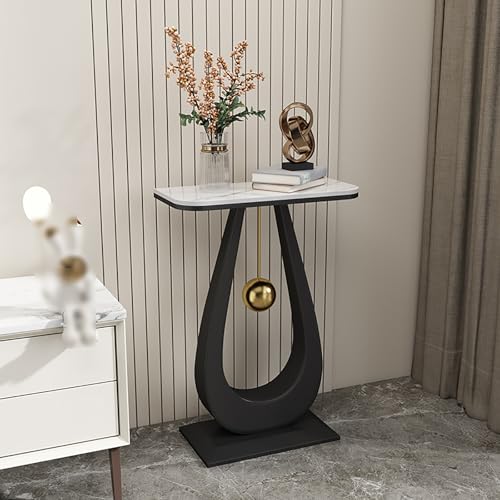 Mesa consola de lujo de piedra sinterizada y base metálica arquitectónica 3