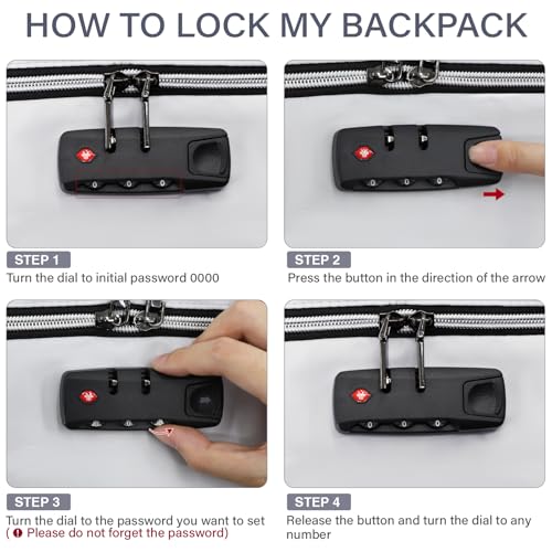 Travel Backpack for Women, 50L Carry On with USB Charging Port, Anti Theft, 17.3 Inch Laptop Compatible, White, Large3