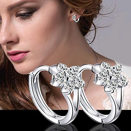 BESTPICKS 925 Sterling Silver Zircon Snowflake Earrings Gift for Women