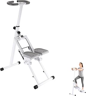 Máquina Escalada. Escalador de Fitness Plegable, Escalones Entrenamiento con Manillar y Pedales. Pantalla LCD y Resistencia Ajustable para Ejercicio Cardio en Casa.