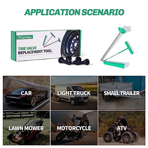 Image of Tire Valve Stem Core Quickly Replacement Tool Kit,with 5PCS Valves Cores & 1PCS Grease,Perfect Tool for Replacing Leaky Valves in Cars,Trucks,Motorcycles, etc.with 4PCS TR413 Valve Stems