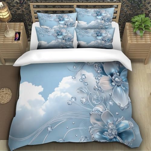 Housse de Couette 3D Confortable pour Lit Double Facile à Enfiler - 5