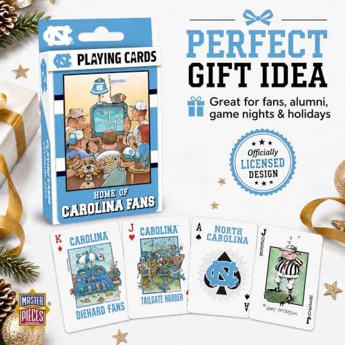 Image of Masterpieces Officially Licensed NCAA UNC Tar Heels Playing Cards for Fans - 54 Card Deck for Adults