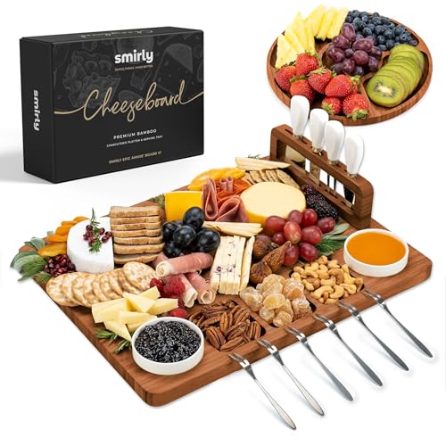 SMIRLY Charcuterie Board Set - Large Bamboo Serving Board