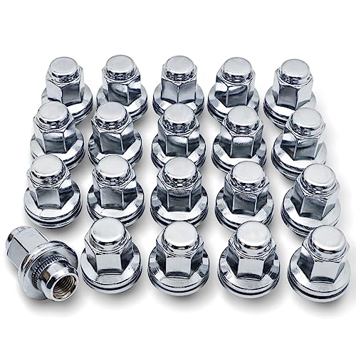 Image of 20PCS M14x1.5 Lug Nut - 7 /8 inch 22mm Hex 47mm Length - Chrome Factory Style Wheel Nuts for Toyota Land Cruiser Sequoia Tundra Lexus LX470 LX570 (OEM# 611-277)