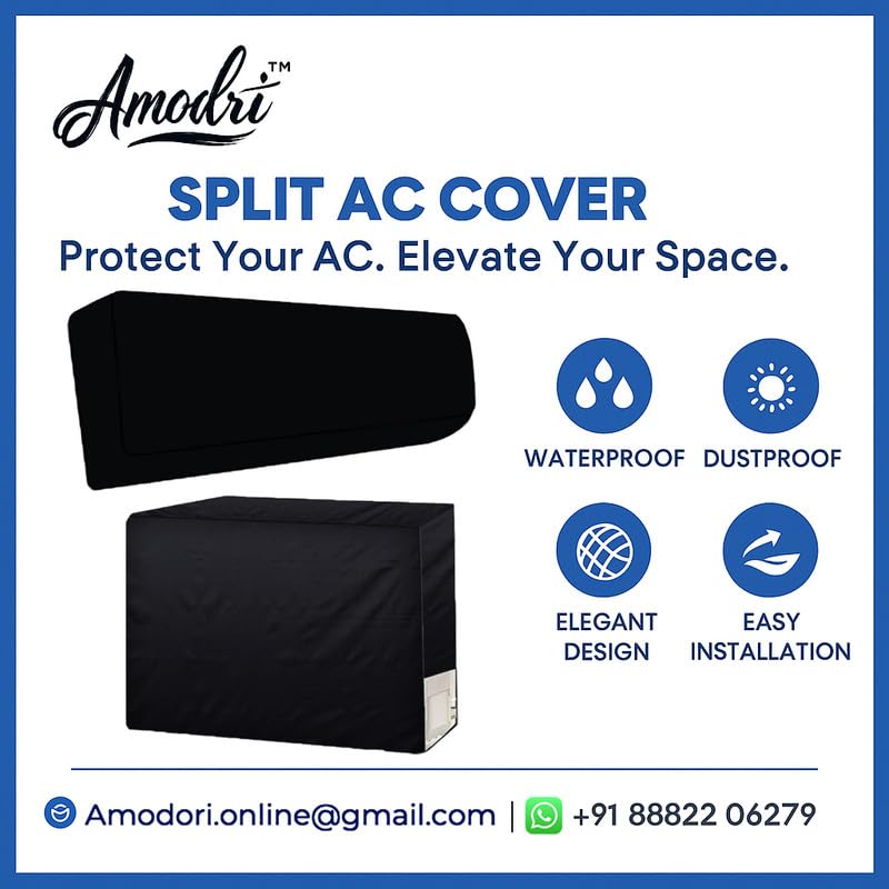 Image of Universal AC Outdoor Cover - Compatible with 1.5 & 2 Ton Split ACs, All-Season Protection (Solid Black)