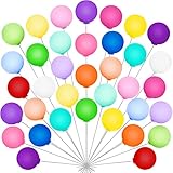 36Pcs Colorful Balloon Cake Toppers, 18Colors Mini Cupcake Decorations for Baby Shower, Birthday Party and wedding