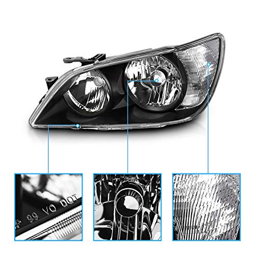 AmeriLite for 2001-2005 Lexus IS300 Projector Black OE Type Replacement Headlights Assembly Set - Passenger and Driver Side