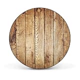 banjado® Magnettafel Ø 47cm schwarz/Magnetwand aus Metall/Magnetpinnwand als Memoboard Pinnwand Magnettafel Küche, Büro, Kinderzimmer inkl. 4 Magnete & Montageset - Motiv Geöltes Holz