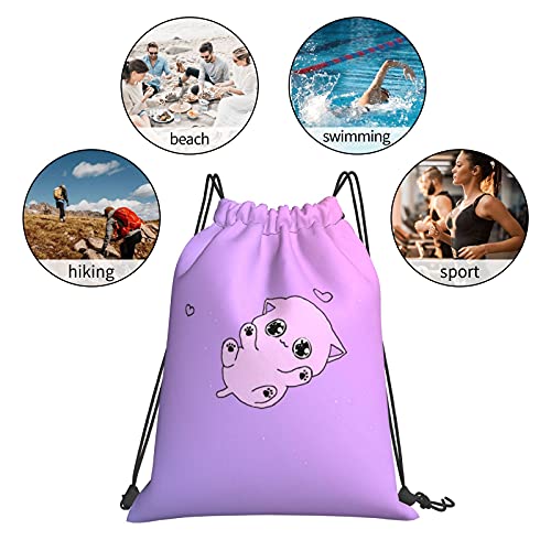 Leuke kat cartoon trekkoord rugzak tas sport gym wandelen yoga zwemmen reizen strand tas tas voor vrouwen mannen - Image 8