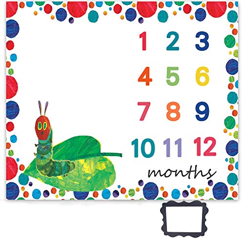 Image of Baby Milestone Blanket, 47 inchx40 inch Cartoon Caterpillar Leaves Baby Photography Blanket, Dots Watch Me Grow Blanket, Newborn Photo Props BTMYLU35