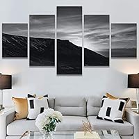 SIGNWIN 5 Panel Canvas Wall Art Monochromatic Mountains for Home Decorations Ready to Hang - 60