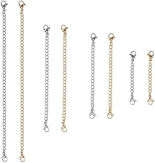 SEWACC 8Pcs/ Set Necklace Extender Stainless Steel Bracelet Extender Jewelry Chains with Lobster Clasp for Necklace Bracelet and Jewelry Making Silver Golden