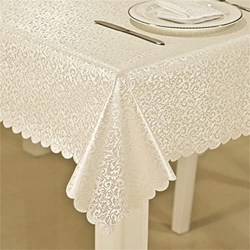 1Pc Luxury Waterproof Anti-hot Oil Resistant Table Cloth Jacquard Printed Flower Tablecloth Pattern Checked Rectangular/Round Table Cloth (Color : Champagne Flowers, Size : 130x170cm)