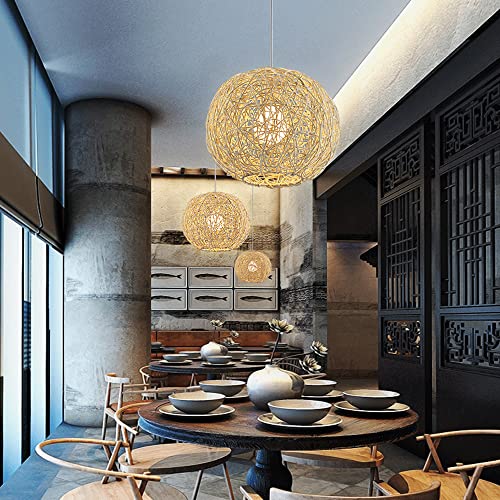 Lámpara de ratán creativa para iluminar mesas de restaurante 5