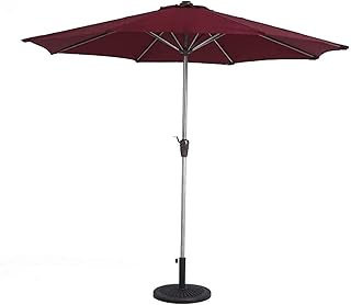 HZH Guarda-sóis de jardim ao ar livre Guarda-sóis de jardim de 9 pés / 270 cm - Sombra de sol ao ar livre para guarda-sóis de praia/piscina/pátio protetor solar redondo, com base de guarda-sol