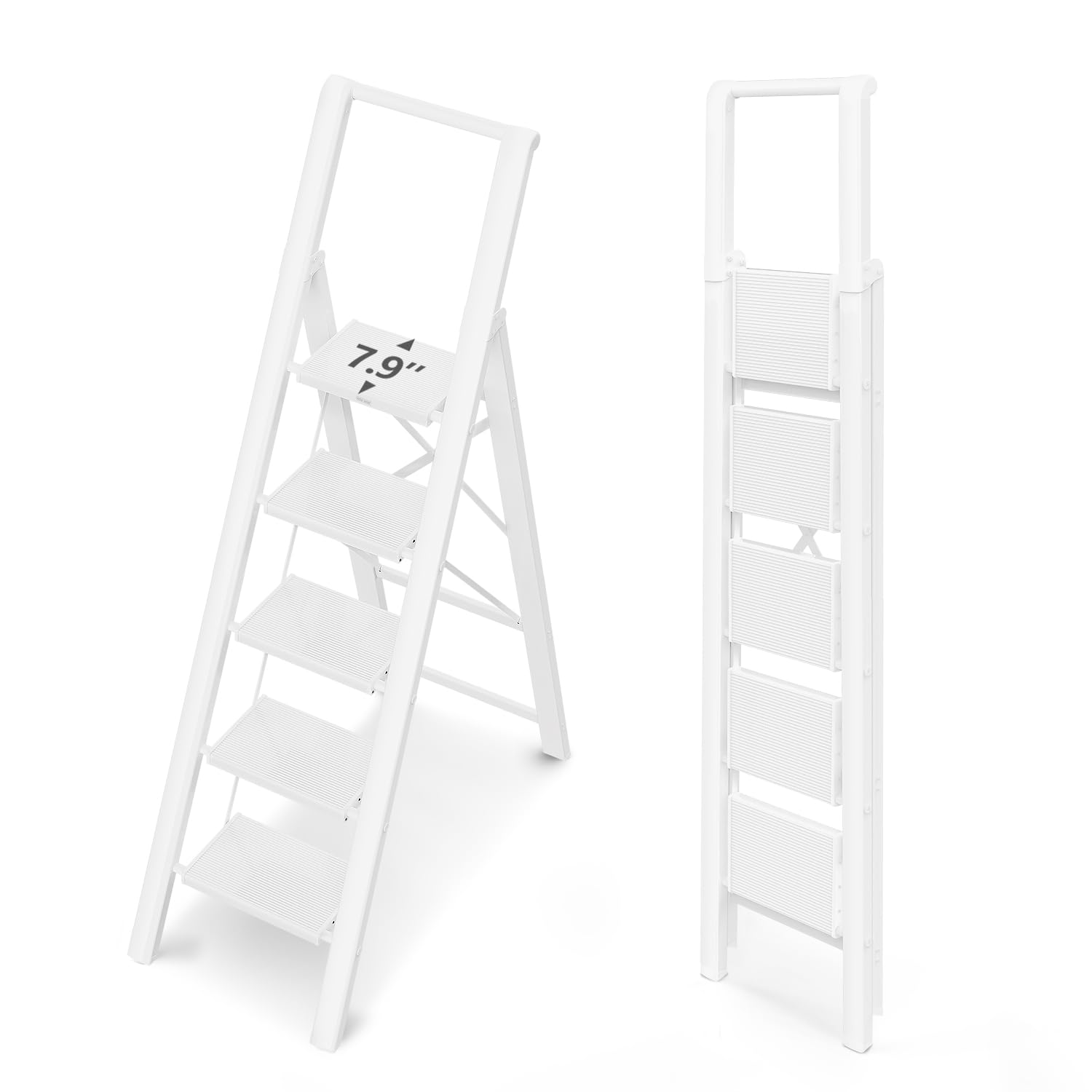 WOA WOA 5 Step Ladder, 45'' Top Step, White
