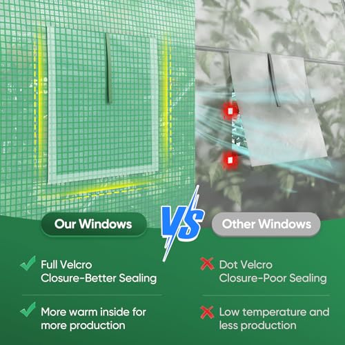 Quictent 10x7x7 FT Essential Greenhouse for Outdoors, Portable Walk-in Tunnel Hoop House with 6 Screen Windows & Zipper Door, Heavy Duty Frame for Garden Plant Vegetable, Green - Image 5