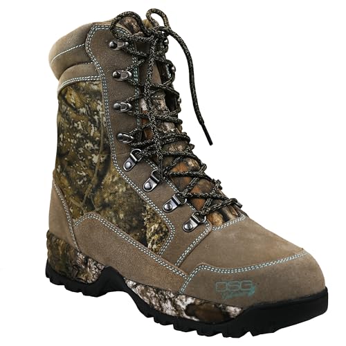 DOING SOMETHING GREAT Lace Up Insulated Hunting Boots for Women - Water-Resistant and 1400g Insulated with Traction Grip Sole