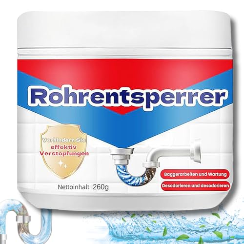 Rohrreiniger extrem stark, Rohrreiniger, Abflussreiniger, Rohrfrei – extrem effektiv gegen Verstopfungen und Haare – schonend für alle Materialien, sicher für alle Rohrarten (260 g, 2 pc)
