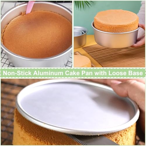 4 Pack 6 Inch Cake Tin, Non-Stick Round Cake Pan with Removable Bottom, Deep Aluminum Cake Baking Pan Cake Mould Tin for Wedding/Birthday/Christmas Cake Baking - Image 5