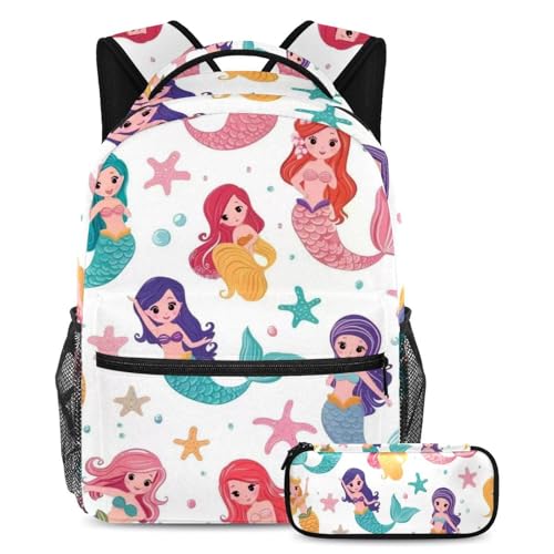Cartable sirène colorée et trousse assortie pour la rentrée des adolescents