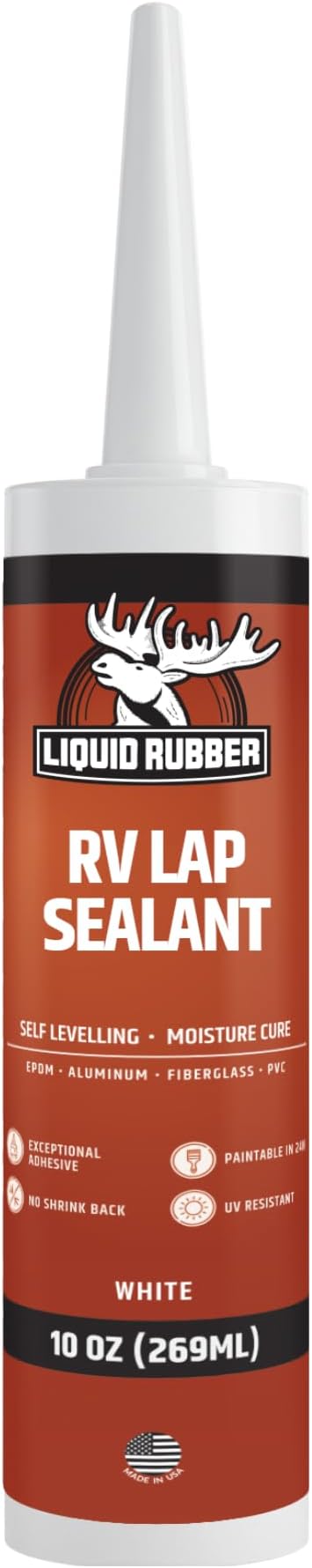 RV Lap Sealant, Self-Leveling Roof Sealant for RV Vents, Skylights, AC Units & Roof Seams, Waterproof, White, 1 Pack