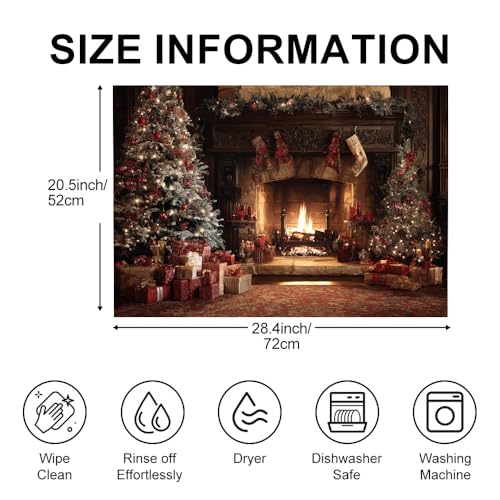 Image of Christmas Tree Fireplace Gift Scene Stove Cover 28.35x20.47in