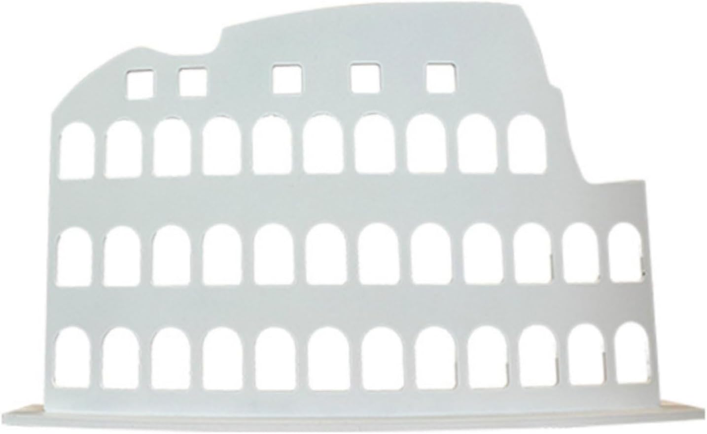 predolo Metal Colosseum Ornament Nordic Design Colosseum Silhouette Sculpture Retro Influenced House Decoration for Living Room, Bookshelf, White, Large 62x8x38cm