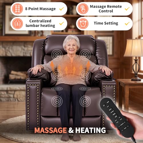 Image of EONIX Dual Motor Power Lift Recliner Chair for Elderly, 400lb, Retro Brown